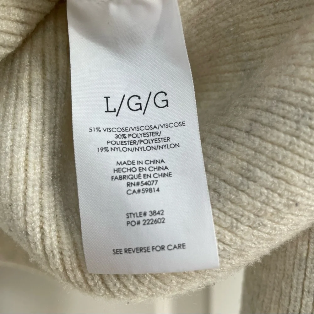 CAbi Lux Oatmeal Cowl Neck Cropped Length Tapered Sleeve Drop Shoulder Sweater - Picture 7 of 12